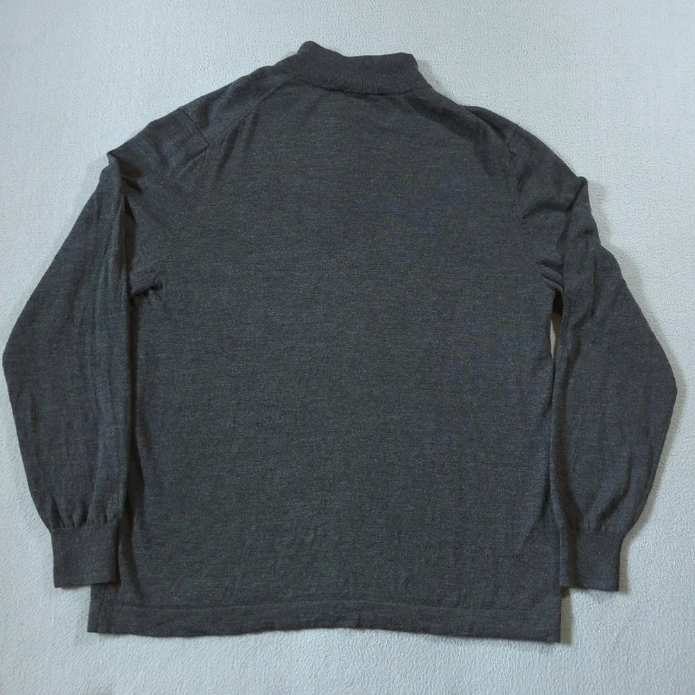 Jos. A. Bank Quarter Zip Sweater Mens XXL Gray Merino Wool Traveler Mock Neck